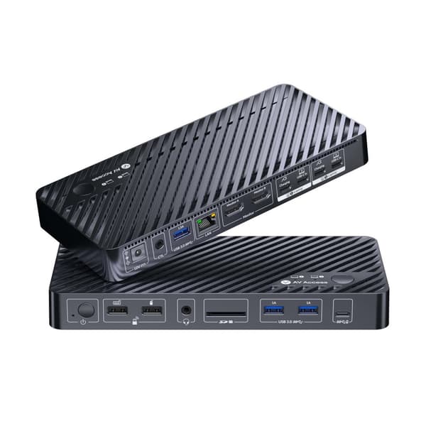 USB-C KVM Dockningsstation för 2 Laptops, Dual 4K-skärm, 11-i-1 med 100W PD, 1Gbps LAN & EDID-emulering
