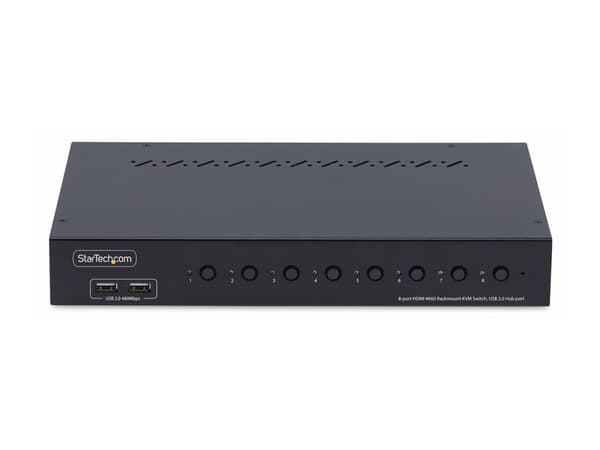 StarTech.com 8-Port HDMI KVM Switch w/1U Rack Mount Kit, 4K 60Hz - Omkopplare för tangentbord/video/mus - 8 x KVM port(s) - 1 lokal användare - skriv