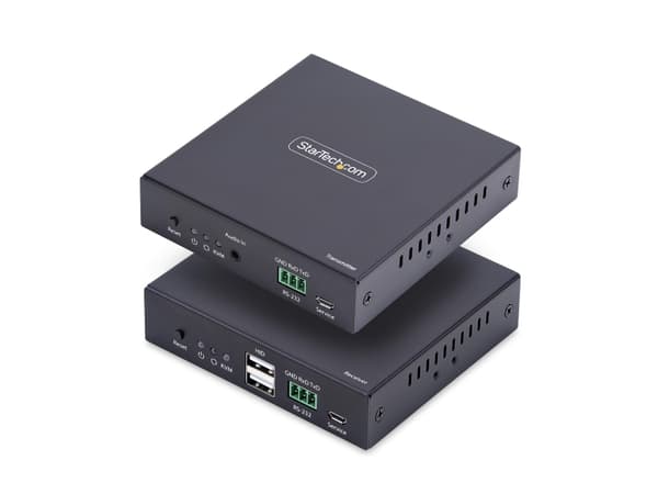 StarTech.com HDMI KVM-förlängare över IP-nätverk, 4K 60 Hz, drivrutinslös, HDMI och USB över Ethernet/CAT6, AVoIP, sändar- och mottagarsats, inklusiv