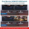 Miniatyrbilde 4 av 11: NÖRDIC KVM 4x2 Switch 4PC till Dual Monitor HDMI & DP 8K60Hz med 2x3.5mm och 2xUSB-A