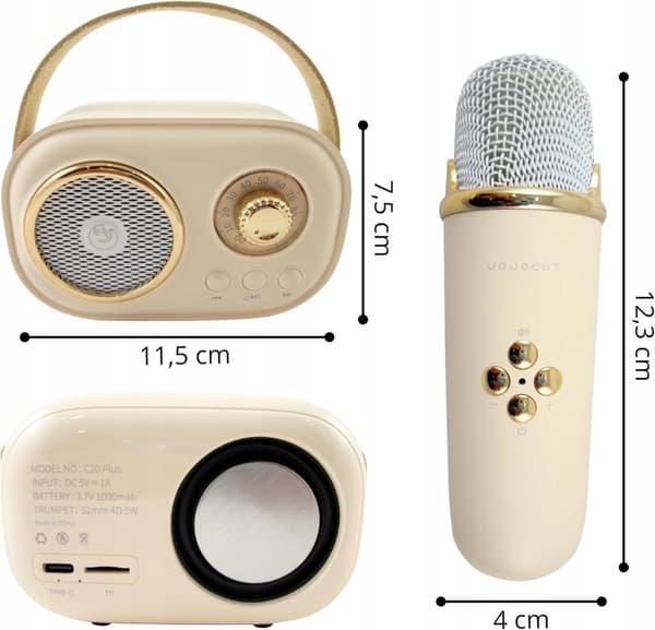 BLUETOOTH HØJTTALER MED MIKROFON KARAOKESÆT TIL BØRN GAVE HD STEREO