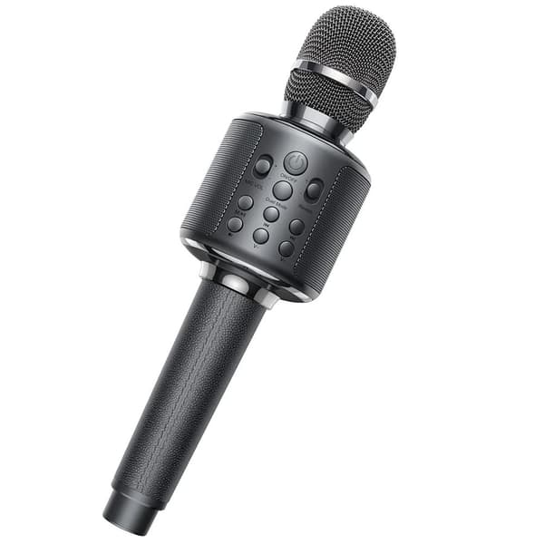 Bluetooth Karaoke Mikrofon, HD Lydkvalitet, 8-9 Timers Afspilningstid,Grå