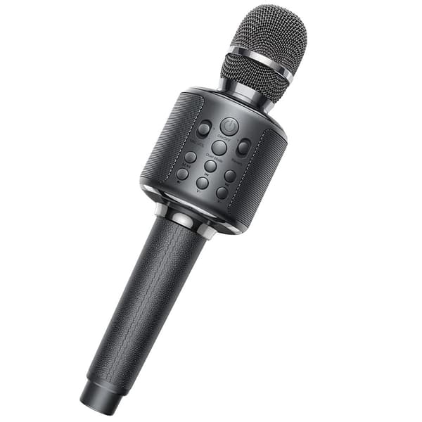 Bluetooth Karaoke Mikrofon, HD Lydkvalitet, 8-9 Timers Afspilningstid,Grå