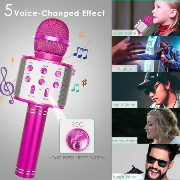 OBOSOE Karaokemikrofon – Trådlös Bluetooth Mikrofon med Inbyggd Högtalare och Inspelare – Perfekt Present för Barn