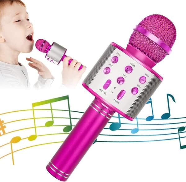 OBOSOE Karaokemikrofon – Trådlös Bluetooth Mikrofon med Inbyggd Högtalare och Inspelare – Perfekt Present för Barn