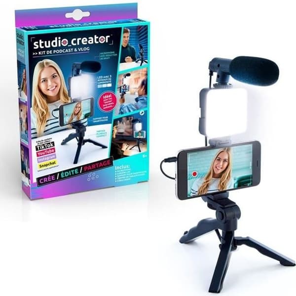 Vlogging Kit - Studio Creator - Podcast &amp; Vlogging Kit With Light and Microphone - INF 033 - Canal Toys
