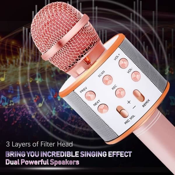 Karaoke,OXOQO Barnkaraoke,3 i 1 Bluetooth trådlös karaokemikrofon, julklappar till barnsång Hem KTV Player Musik S