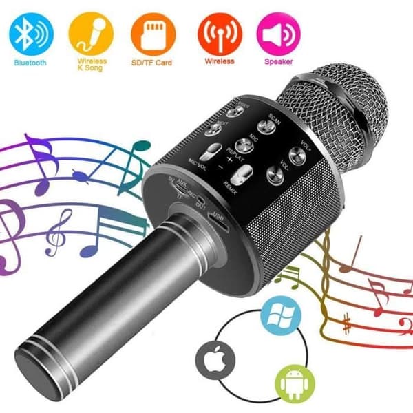 Trådlös Bluetooth Karaoke Karaoke Mikrofon, Med Högtalare För Barn Vuxna Hem Party Ktv (Svart)
