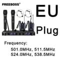 Miniatyrbillede 2 af 2: Trådløst mikrofonsystem, 4 kanaler UHF, bodypack og håndholdte mikrofoner., EU-stik 501 538 H2