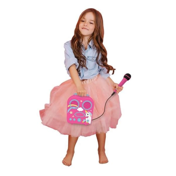 Bärbar trådlös Unicorn-högtalare med mikrofon - LEXIBOOK - Bluetooth, Aux-ingång, USB/TF - Rosa