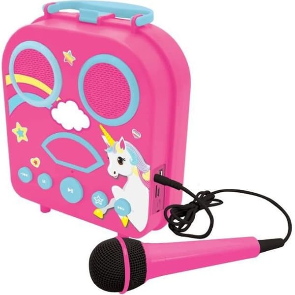 Bärbar trådlös Unicorn-högtalare med mikrofon - LEXIBOOK - Bluetooth, Aux-ingång, USB/TF - Rosa