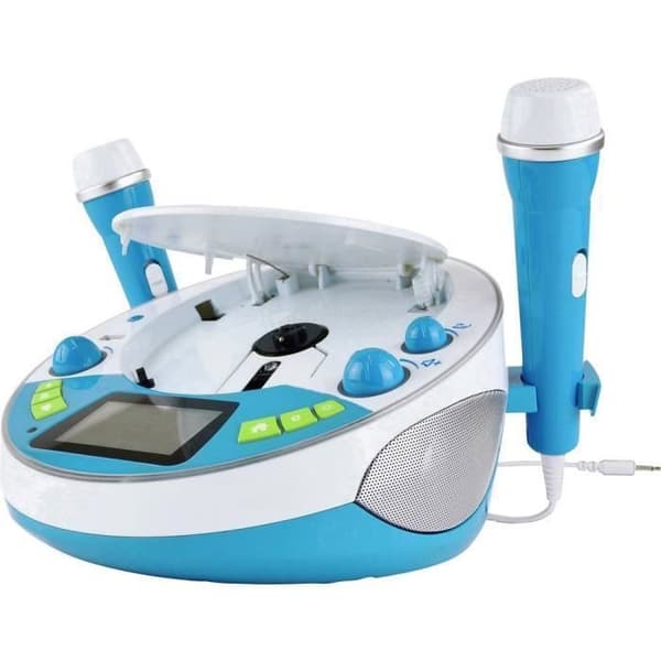 X4 Tech Bobby Joey Jam Box Bluetooth, AUX, CD, USB, SD Kids CD-spelare med karaokefunktion, med mikrofon blå