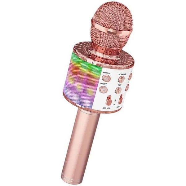 Trådlös karaoke-mikrofon, karaoke-mikrofon för barn med dansande LED-ljus, Bluetooth-mikrofon för barn