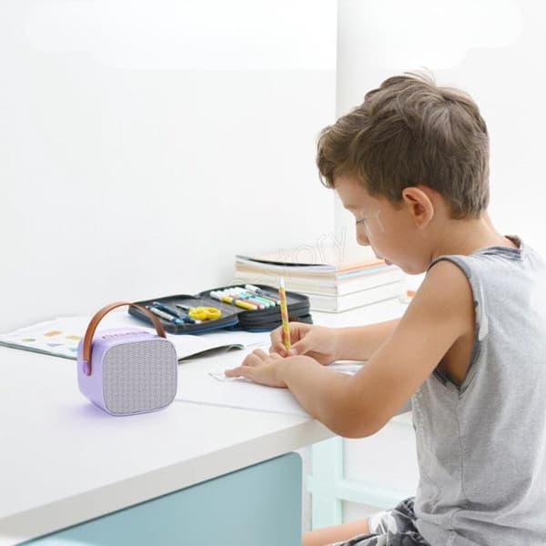 SHOP-STORY - KARAOKIT_VI: Bärbart Karaoke Kit med LED-högtalare och 2 trådlösa Bluetooth-mikrofoner med ljudeffekter - Viole