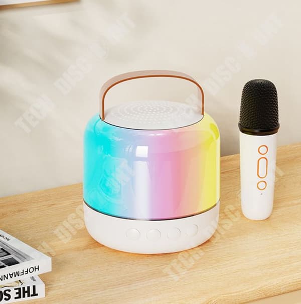 TD® Bluetooth-högtalare mini karaokemikrofon Bluetooth-högtalare benvit liten version hem-ktv