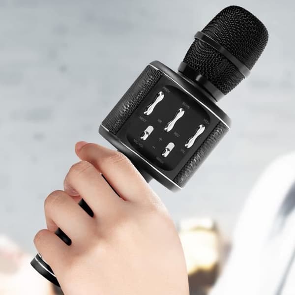 Microfon trådlös karaoke Bluetooth 5W Multifunktionsknappar LinQ Svart