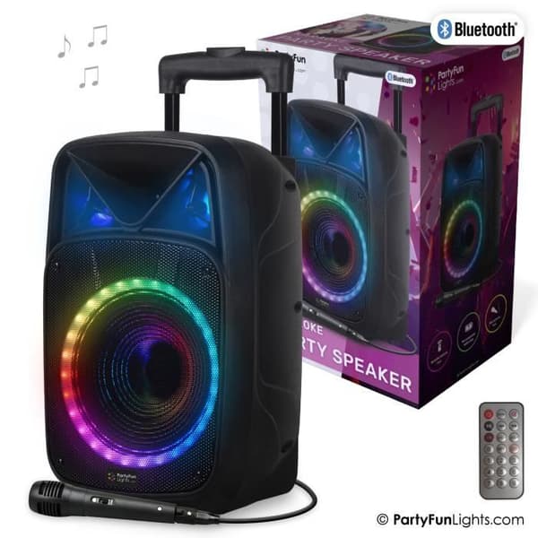 Festhögtalare karaoke Bluetooth - festbelysning - mikrofon - fjärrkontroll