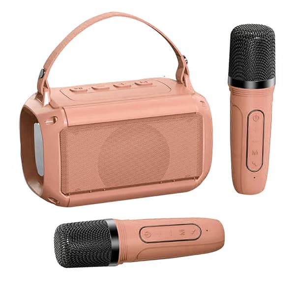MINI TRÅDLÖS BLUETOOTH-HÖGTALARE + KARAOKE 2 MIKROFONER LED FÖR BARN
