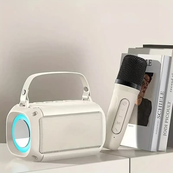 MINI TRÅDLÖS BLUETOOTH-HÖGTALARE + KARAOKE 2 MIKROFONER LED FÖR BARN