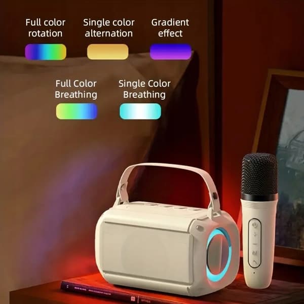 MINI TRÅDLÖS BLUETOOTH-HÖGTALARE + KARAOKE 2 MIKROFONER LED FÖR BARN