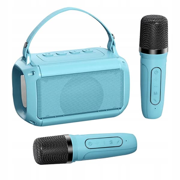 MINI TRÅDLÖS BLUETOOTH-HÖGTALARE + KARAOKE 2 MIKROFONER LED FÖR BARN
