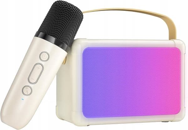BÆRBART KARAOKE-SÆT HØJTTALERMIKROFONER FORSKELLIGE STEMMER TIL BØRN LED