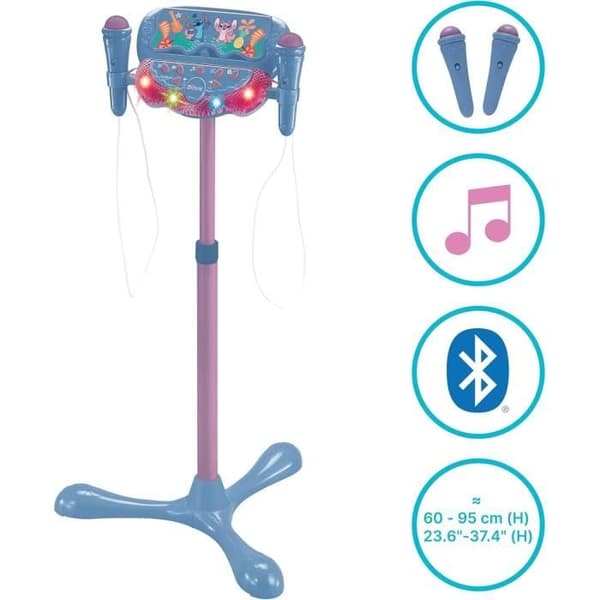 Mikrofonstativ med justerbar höjd, belysning, 2 mikrofoner och röstfilter, Bluetooth-högtalare