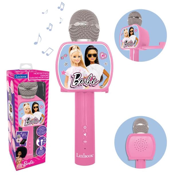 Trådlös Barbie-mikrofon med högtalare, röständringsfunktion, infällbar telefonhållare och Bluetooth-tillval