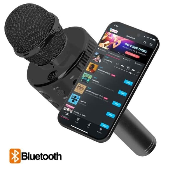 Mikro Karaoke Bluetooth Högtalare inbyggd Multifunktionsknappar Svart
