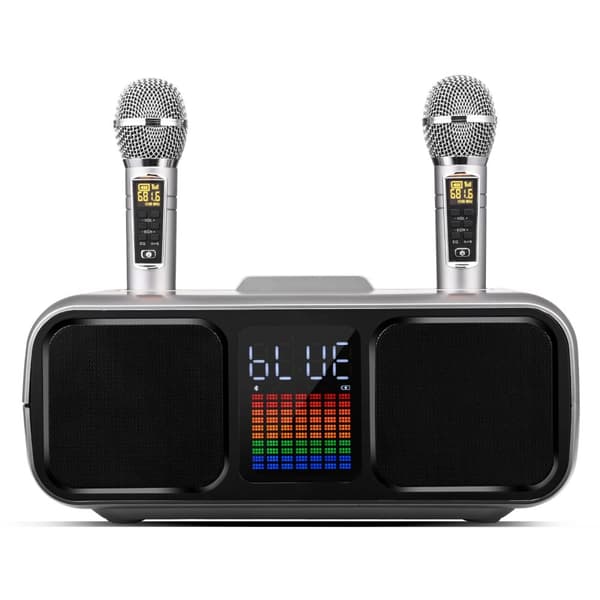 Bluetooth Karaoke maskine, Touchscreen LED lys, Professionelt lydsystem,Sølv