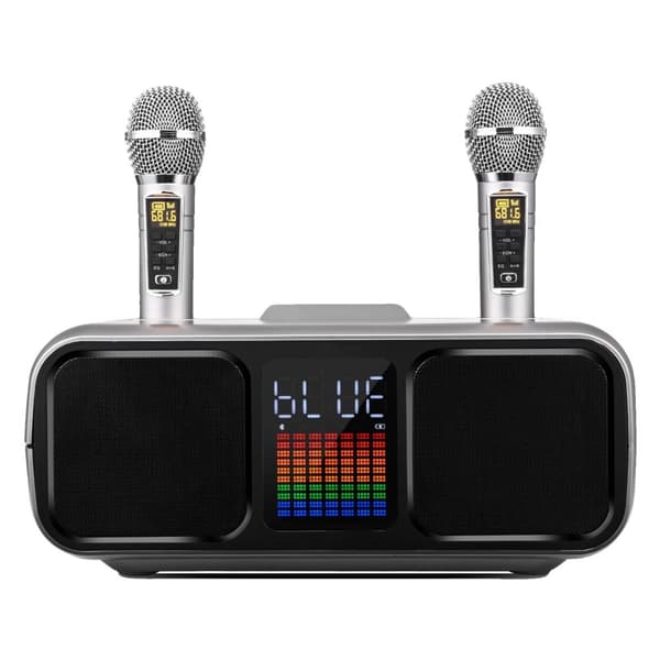 Bluetooth Karaoke maskine, Touchscreen LED lys, Professionelt lydsystem,Sølv
