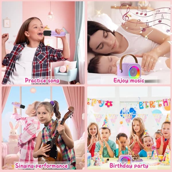 OBOSOE Karaokemaskin, Portabel Bluetooth-högtalare med LED-ljus, Trådlös Mini Karaokemaskin Leksaksgåva till Barn och Vuxna