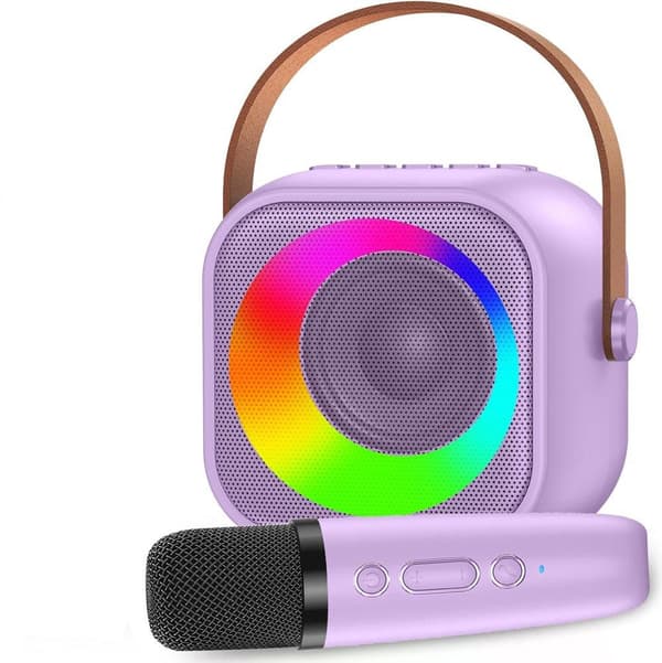 OBOSOE Karaokemaskin, Portabel Bluetooth-högtalare med LED-ljus, Trådlös Mini Karaokemaskin Leksaksgåva till Barn och Vuxna