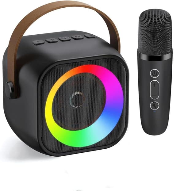 OBOSOE Karaokemaskin, Portabel Bluetooth-högtalare med LED-ljus, Trådlös Mini Karaokemaskin Leksaksgåva till Barn och Vuxna