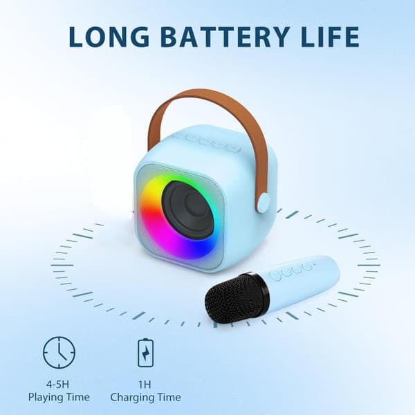 OBOSOE Karaokemaskin, Portabel Bluetooth-högtalare med LED-ljus, Trådlös Mini Karaokemaskin Leksaksgåva till Barn och Vuxna