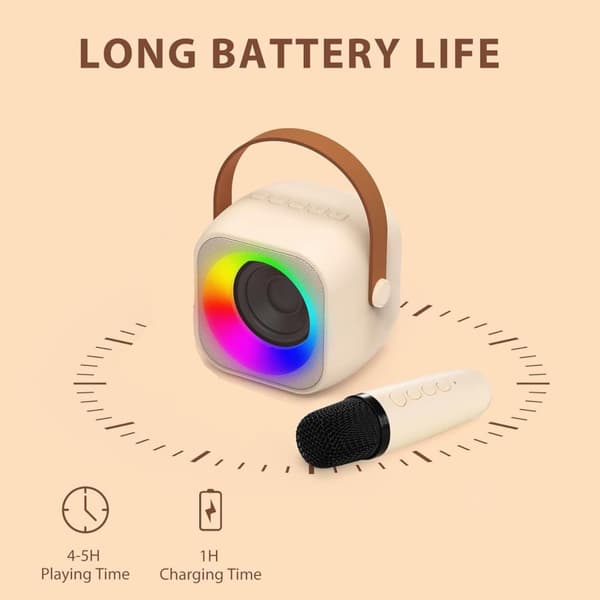 OBOSOE Karaokemaskin, Portabel Bluetooth-högtalare med LED-ljus, Trådlös Mini Karaokemaskin Leksaksgåva till Barn och Vuxna