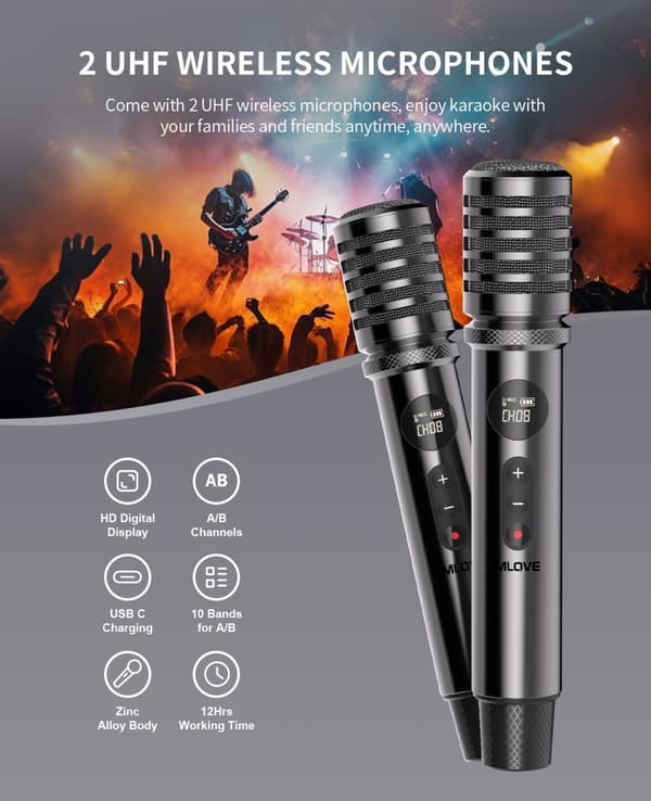 Karaoke-maskine, Bluetooth-forbindelse, 2 kanaler
