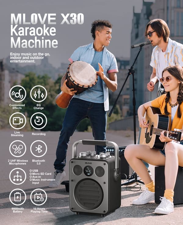 Karaoke-maskine, Bluetooth-forbindelse, 2 kanaler