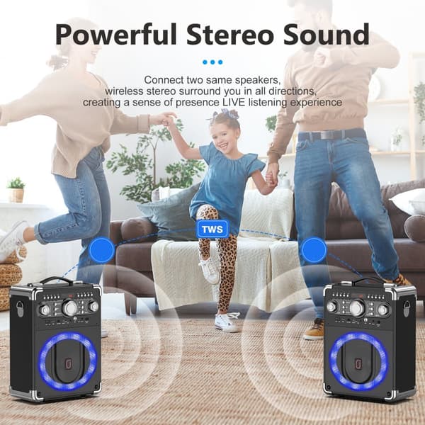 Karaoke Højttaler, 3 Trådløse Mikrofoner, Bluetooth 5.3