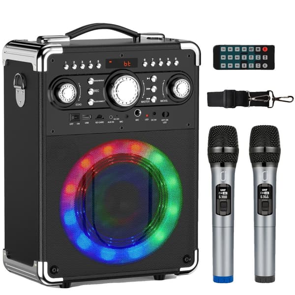 Karaoke Højttaler, 3 Trådløse Mikrofoner, Bluetooth 5.3