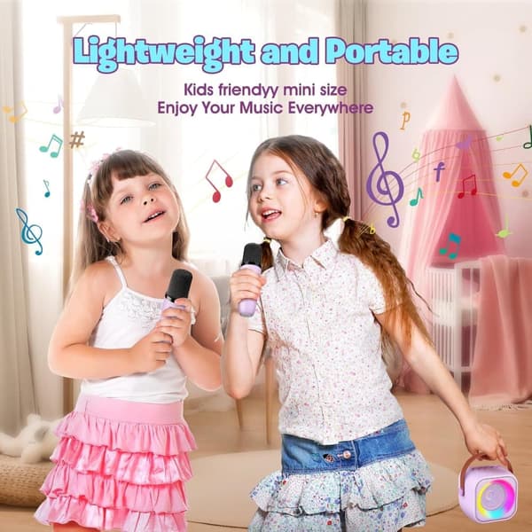 Bomclap Karaokemaskin, Portabel Trådlös Bluetooth-högtalare med LED-ljus – Mini Karaoke för Barn och Vuxna, Perfekt Leksaksgåva