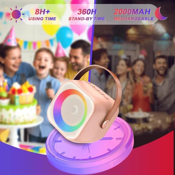 Bomclap Karaokemaskin, Portabel Trådlös Bluetooth-högtalare med LED-ljus – Mini Karaoke för Barn och Vuxna, Perfekt Leksaksgåva