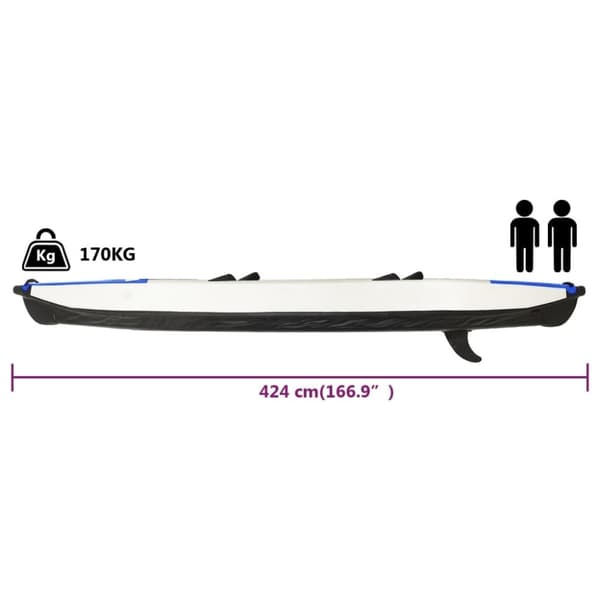 vidaXL oppustelig kajak 424x81x31 cm polyester blå