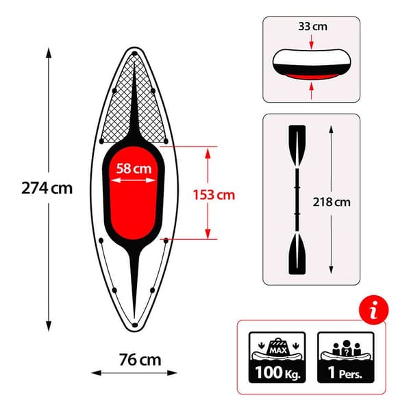 Intex Kajak Challenger K1 Grøn 274 x 76 x 33 cm