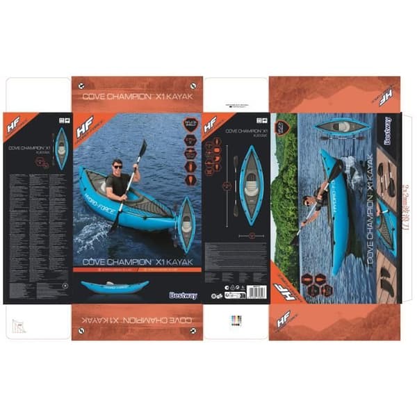 BESTWAY Uppblåsbar kajak Cove Champion Hydro-Force™ 275 x 81 cm