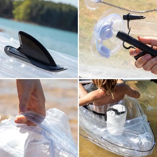 Transparent uppblåsbar kajak med tillbehör Paros InnovaGoods 312 cm 2-sits