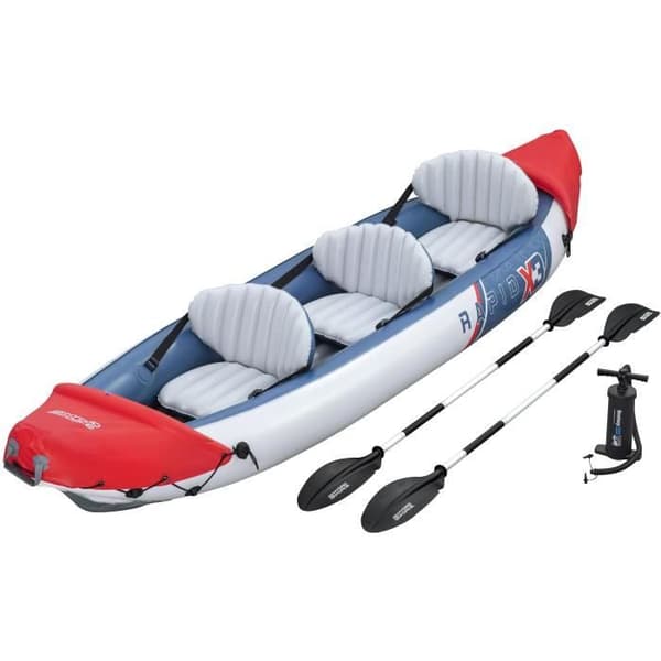 Uppblåsbart kajak - BESTWAY - 65132 - Rapide X3 Hydro-Force™ - 381 x 100 cm, 3 platser, 250 kg max, 2 paddlar, pump Multifärg