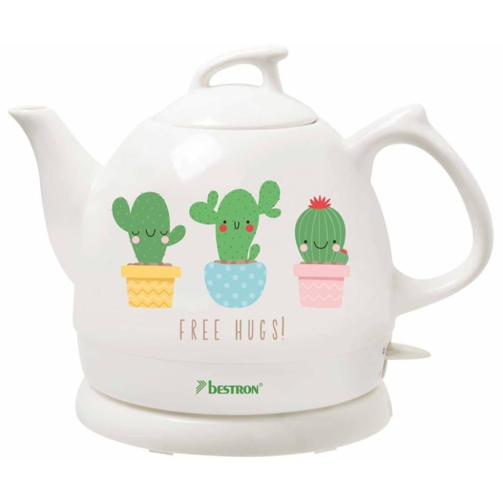 Bestron Keramisk vattenkokare DTP800CA vit 0,8 L kaktus