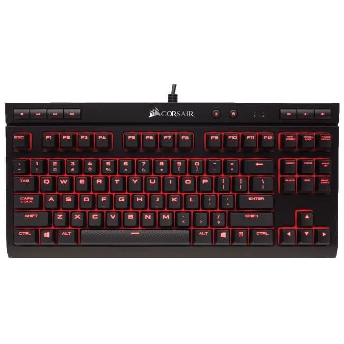 CORSAIR K63 kompakt mekanisk gamer-tastatur Cherry MX rød, rød baggrundsbelysning (CH-9115020-FR)