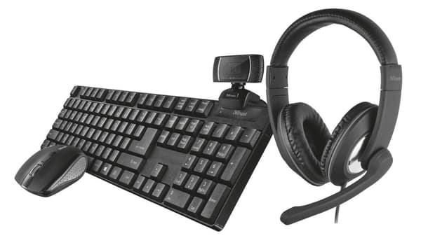 Perifērijas komplekts Trust Qoby Home Office Set Black Sort